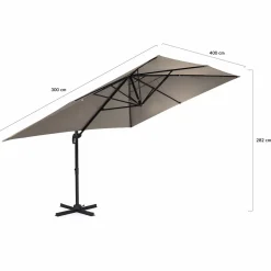 IDMarket Parasol rectangulaire déporté 3x4m taupe* Parasols