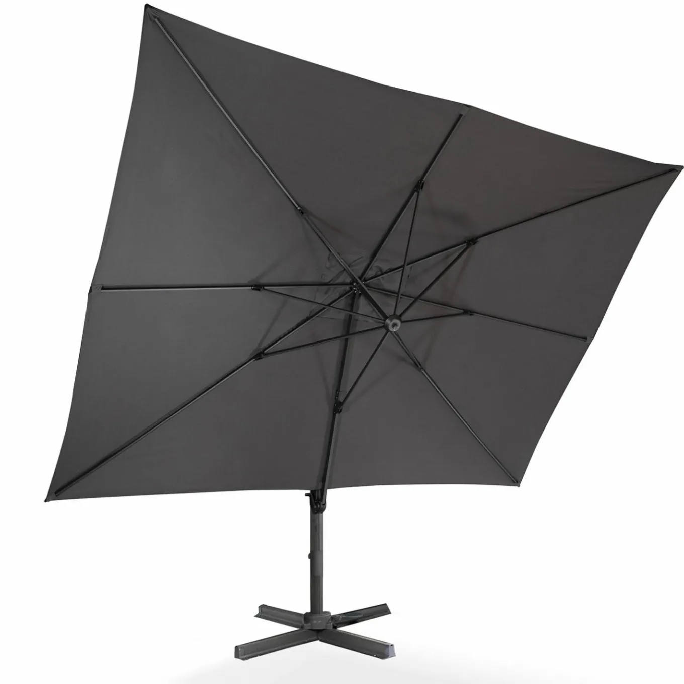 IDMarket Parasol rectangulaire déporté 3x4 m gris* Parasols