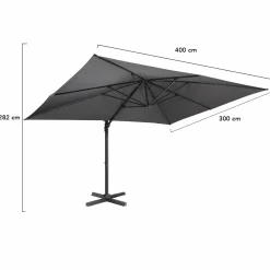 IDMarket Parasol rectangulaire déporté 3x4 m gris* Parasols
