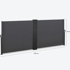 IDMarket Paravent double rétractable 180 x 800 cm gris anthracite* Paravents Extérieurs