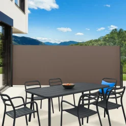 IDMarket Paravent enroulable taupe 400 x 160 cm* Paravents Extérieurs