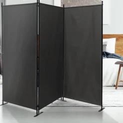 IDMarket Paravent extérieur / intérieur sur pieds 3 panneaux gris anthracite* Paravents Extérieurs