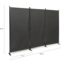 IDMarket Paravent extérieur / intérieur sur pieds 3 panneaux gris anthracite* Paravents Extérieurs