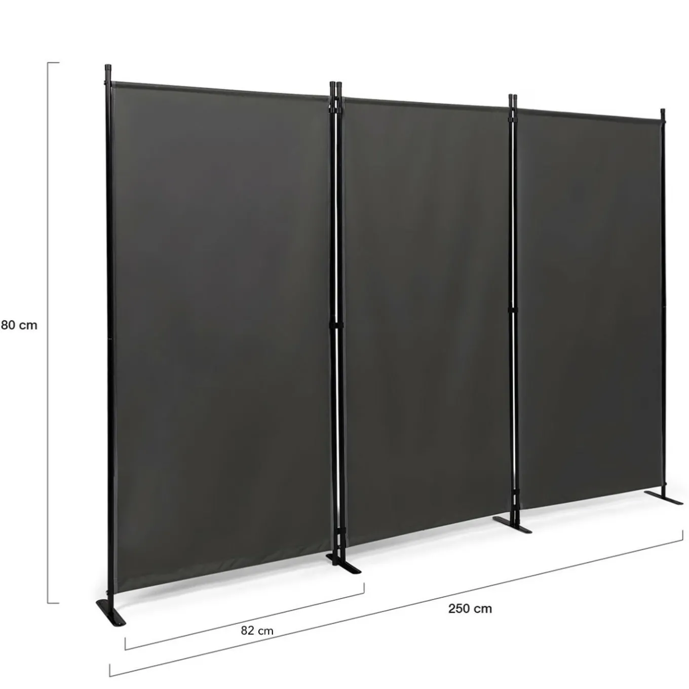 IDMarket Paravent extérieur / intérieur sur pieds 3 panneaux gris anthracite* Paravents Extérieurs