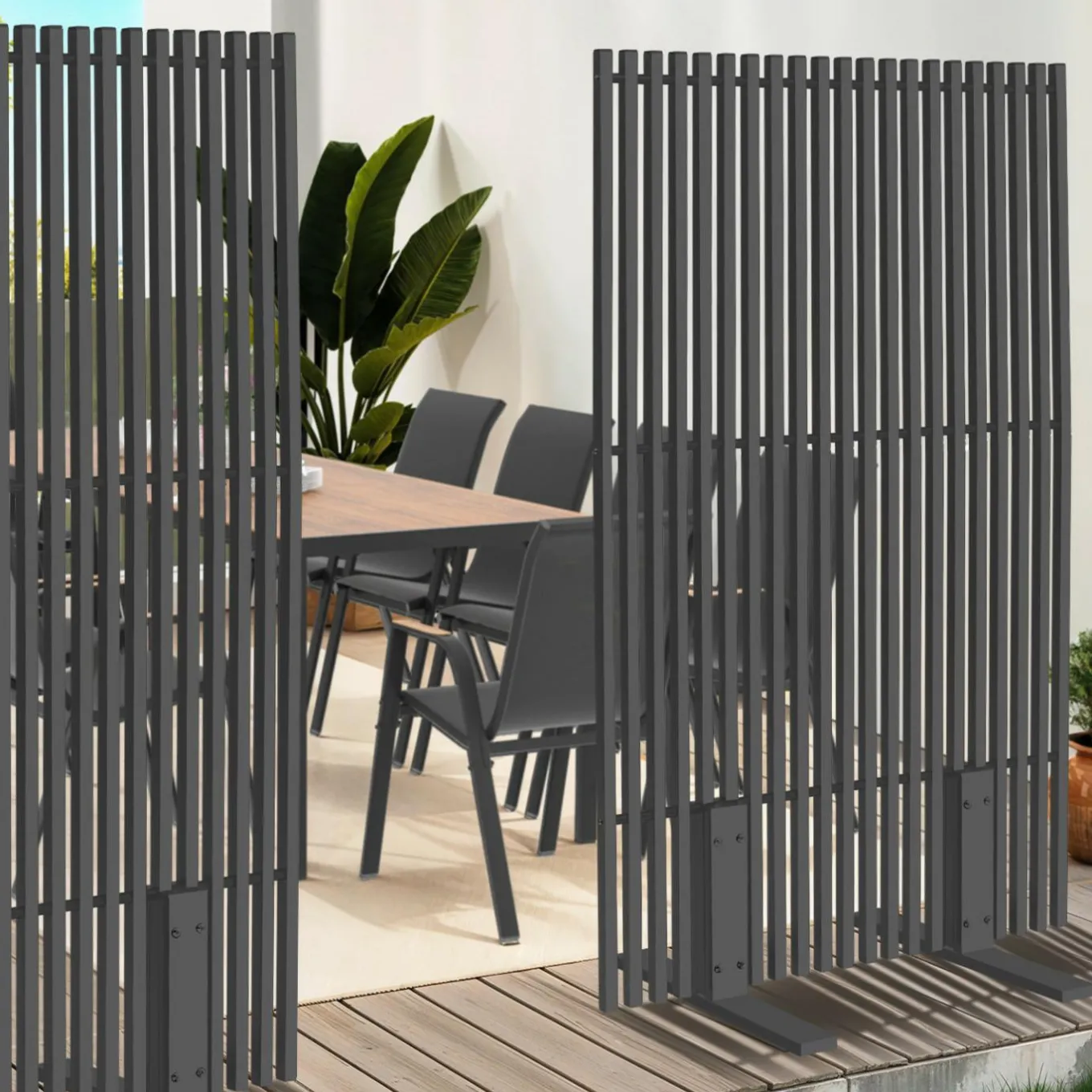 IDMarket Paravent extérieur ajouré 150x80 cm claustra extérieur gris anthracite* Paravents Extérieurs|Panneaux Occultants