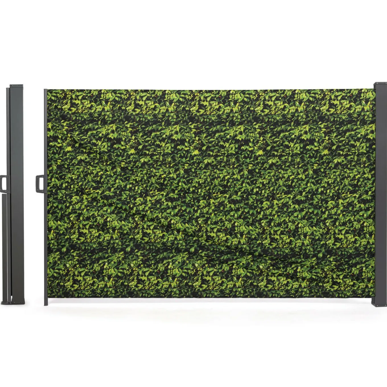 IDMarket Paravent extérieur rétractable 400x180 cm store latéral motif feuillage* Paravents Extérieurs