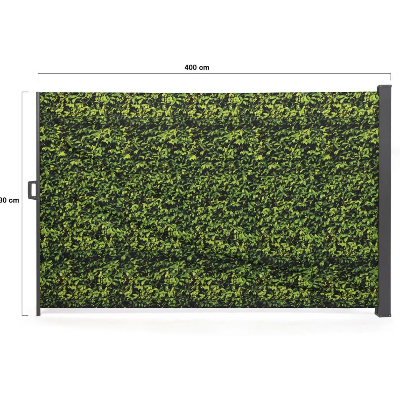 IDMarket Paravent extérieur rétractable 400x180 cm store latéral motif feuillage* Paravents Extérieurs
