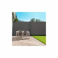 IDMarket Paravent rétractable double gris anthracite* Paravents Extérieurs