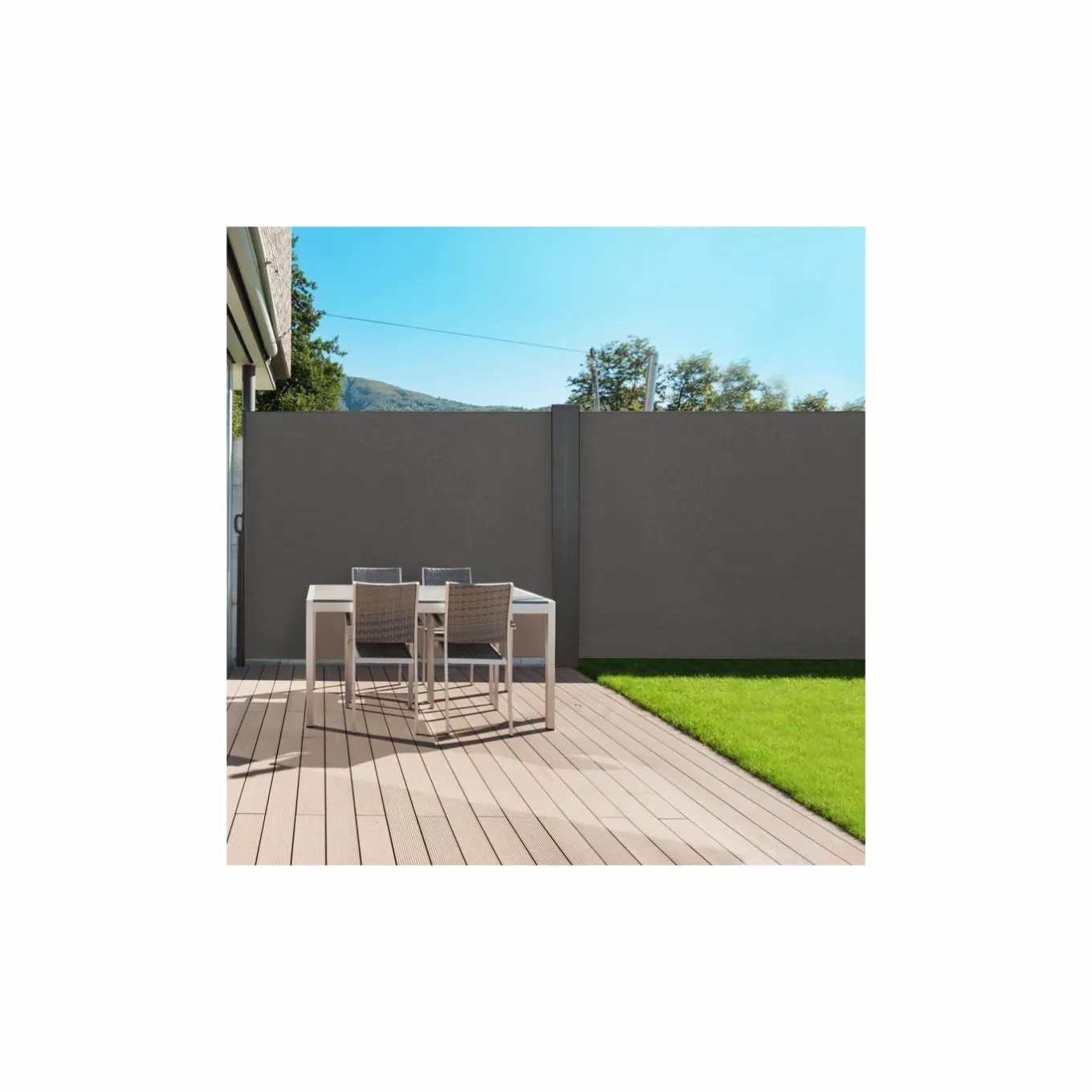 IDMarket Paravent rétractable double gris anthracite* Paravents Extérieurs