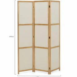 IDMarket Paravent rétractable intérieur décoratif en bois et tissu beige* Décoration Et Accessoires