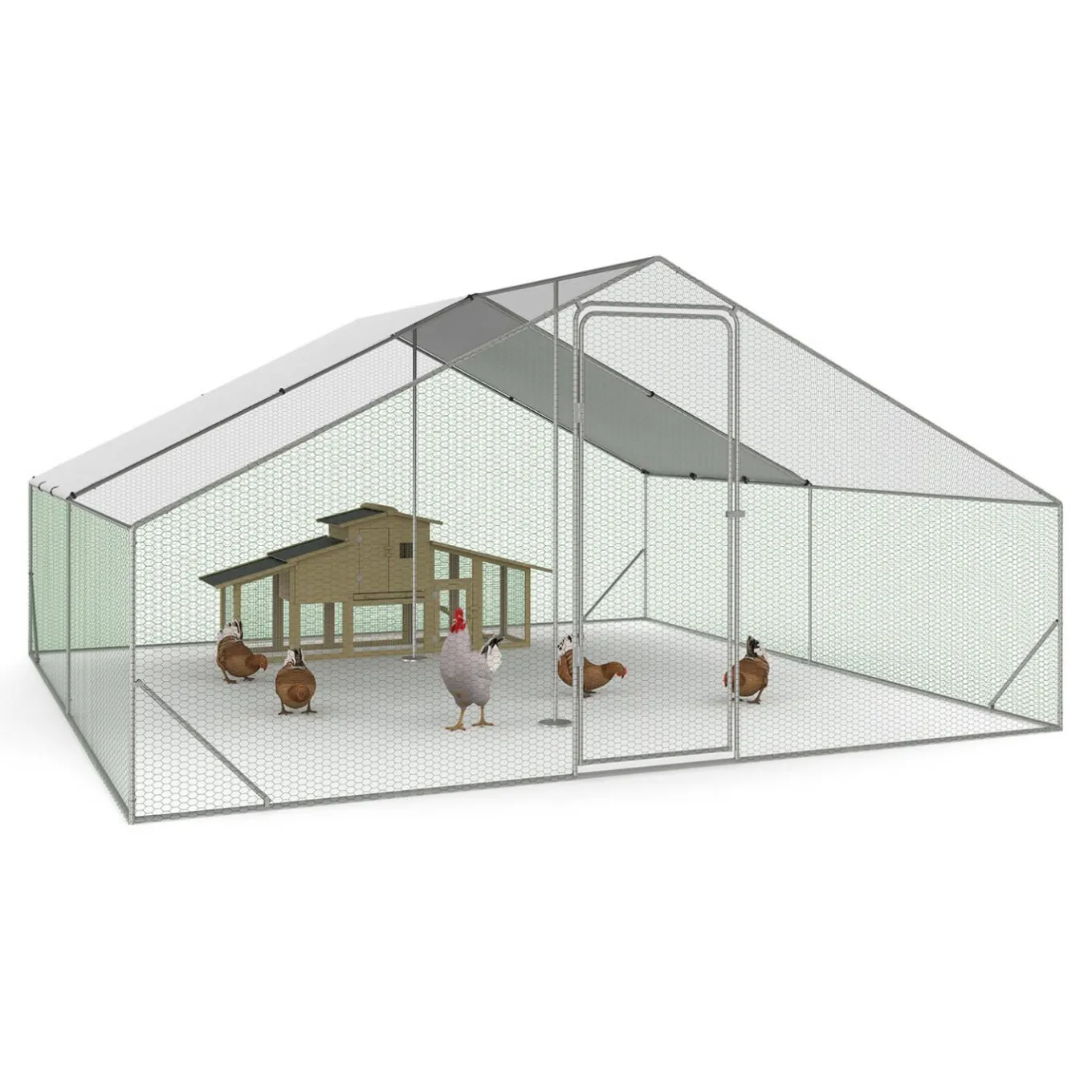 IDMarket Parc à poules grillagé 16 m²* Volières Et Enclos