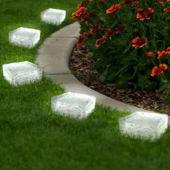 IDMarket Pavés solaires en verre 4 LEDS blanches éclairage de jardin* Eclairages D'Ambiance