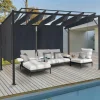 IDMarket Pergola acier lames orientables avec 4 stores gris 3x3 m* Tonnelles De Jardin|Pergolas