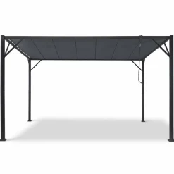IDMarket Pergola acier lames orientables avec 4 stores gris 3x3 m* Tonnelles De Jardin|Pergolas