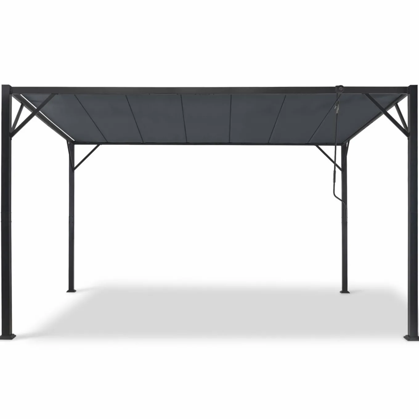 IDMarket Pergola acier lames orientables avec 4 stores gris 3x3 m* Tonnelles De Jardin|Pergolas