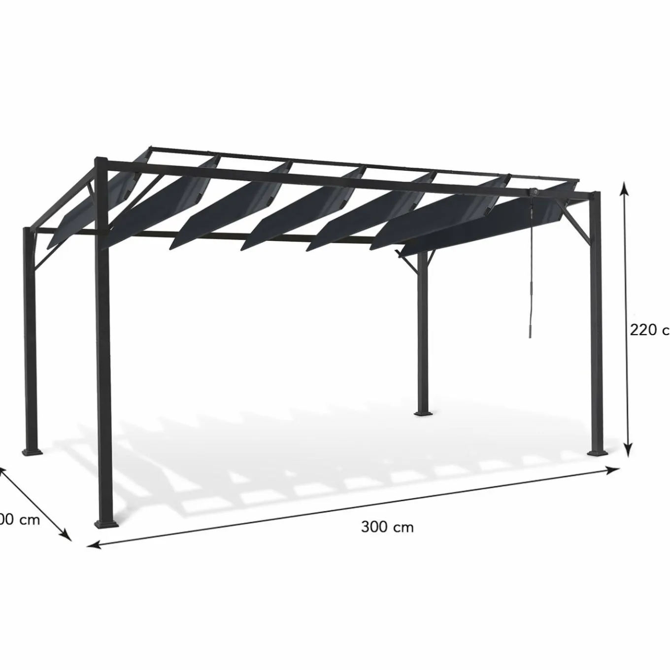 IDMarket Pergola acier lames orientables avec 4 stores gris 3x3 m* Tonnelles De Jardin|Pergolas