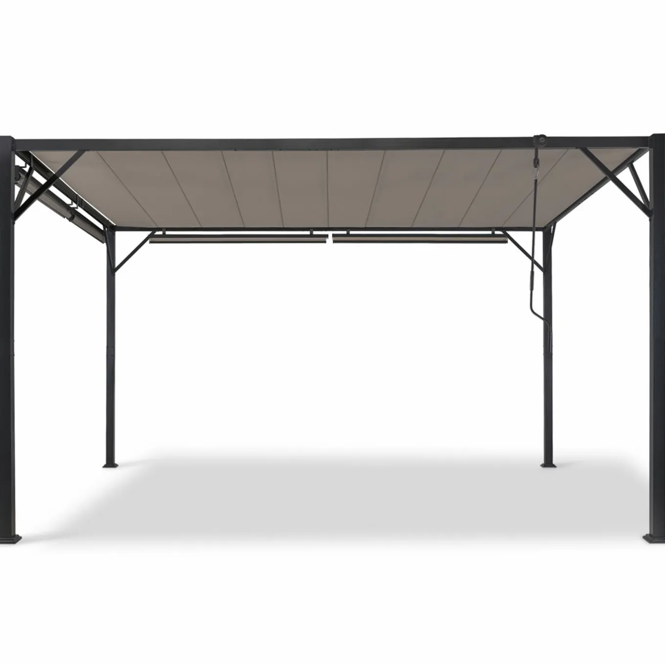 IDMarket Pergola acier lames orientables 3x4m avec 4 stores taupe* Tonnelles De Jardin|Pergolas