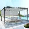 IDMarket Pergola acier lames orientables 3x4 m avec 4 stores gris clair* Tonnelles De Jardin|Pergolas