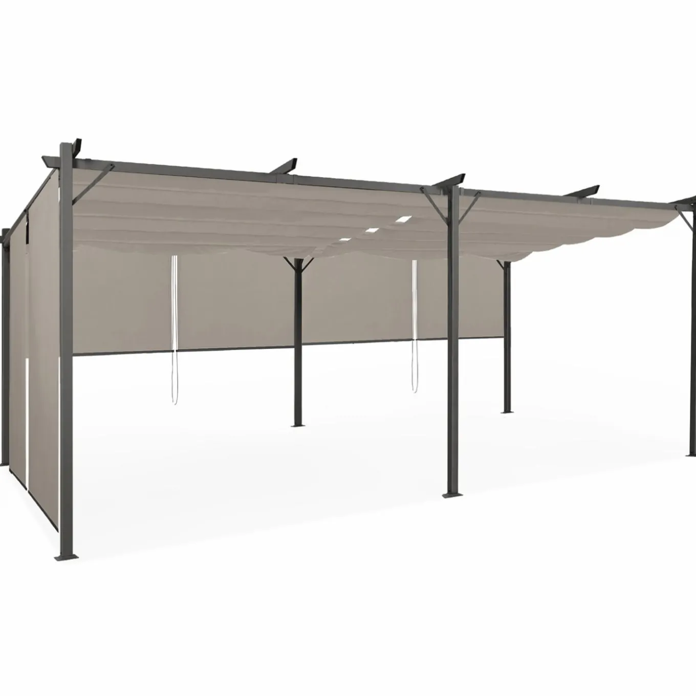IDMarket Pergola au toit rétractable avec 6 stores coloris taupe* Tonnelles De Jardin|Pergolas