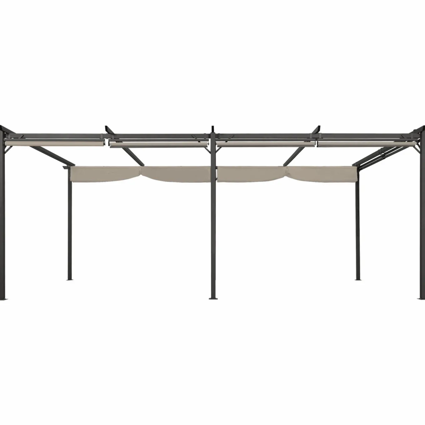 IDMarket Pergola au toit rétractable avec 6 stores coloris taupe* Tonnelles De Jardin|Pergolas