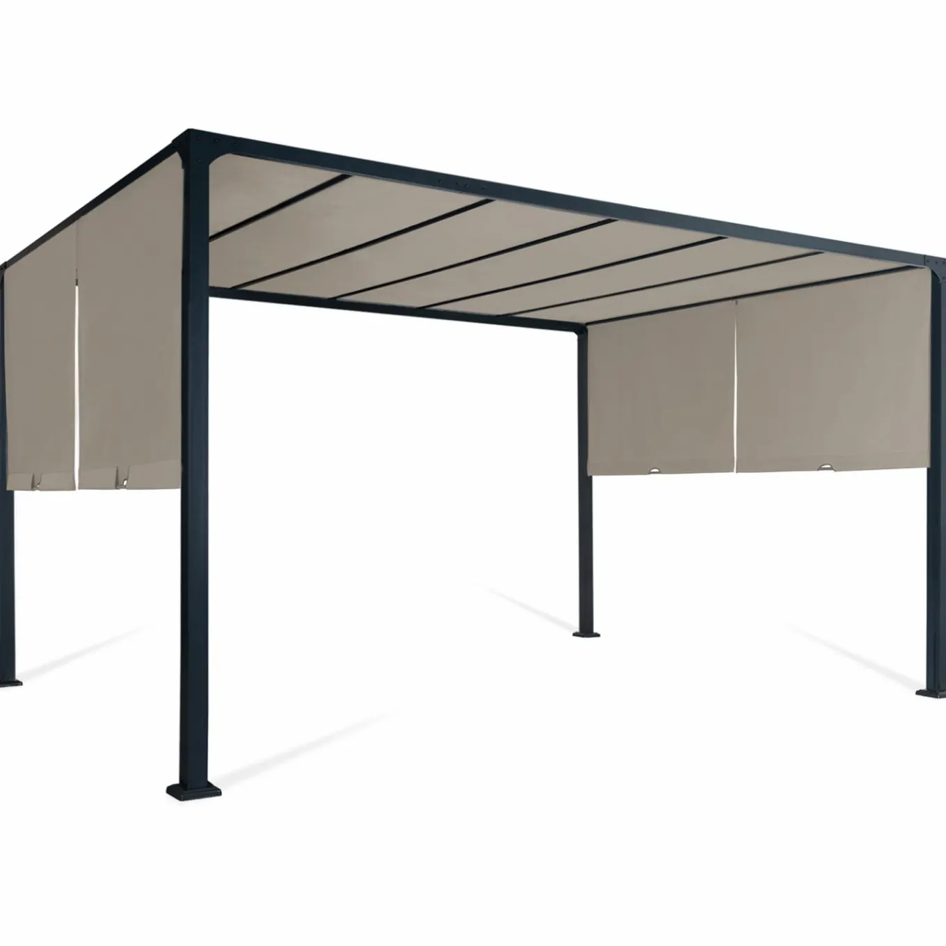 IDMarket Pergola avec rideaux coulissants taupe 3x4m* Tonnelles De Jardin|Pergolas
