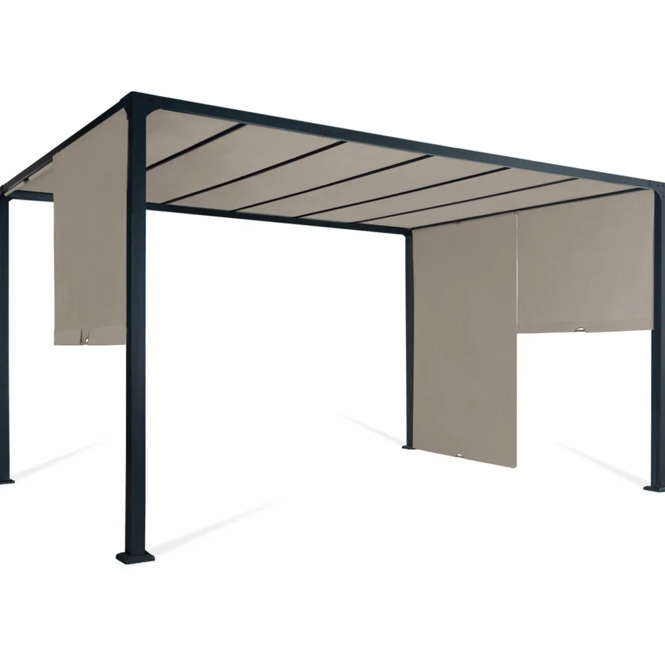 IDMarket Pergola avec rideaux coulissants taupe 3x4m* Tonnelles De Jardin|Pergolas