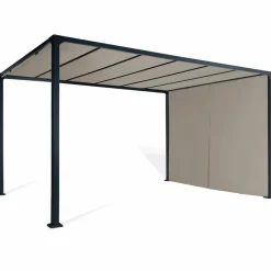 IDMarket Pergola avec rideaux coulissants taupe 3x4m* Tonnelles De Jardin|Pergolas