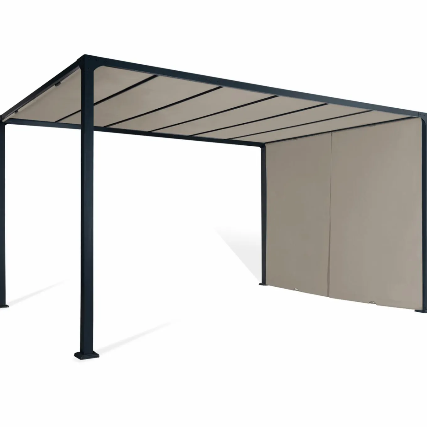 IDMarket Pergola avec rideaux coulissants taupe 3x4m* Tonnelles De Jardin|Pergolas