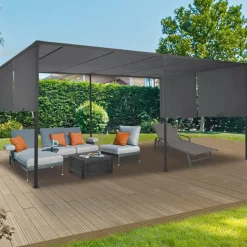 IDMarket Pergola avec rideaux coulissants gris anthracite 3x6m* Tonnelles De Jardin|Pergolas