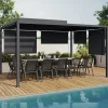 IDMarket Pergola bioclimatique 3x4M lames orientables et stores gris anthracite* Pergolas