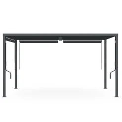 IDMarket Pergola bioclimatique 3x4M lames orientables et stores gris anthracite* Pergolas