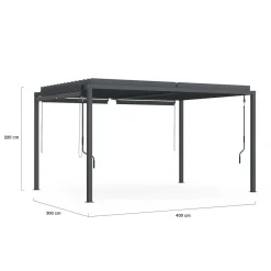 IDMarket Pergola bioclimatique 3x4M lames orientables et stores gris anthracite* Pergolas