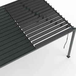 IDMarket Pergola bioclimatique 3x4M lames orientables et stores gris anthracite* Pergolas