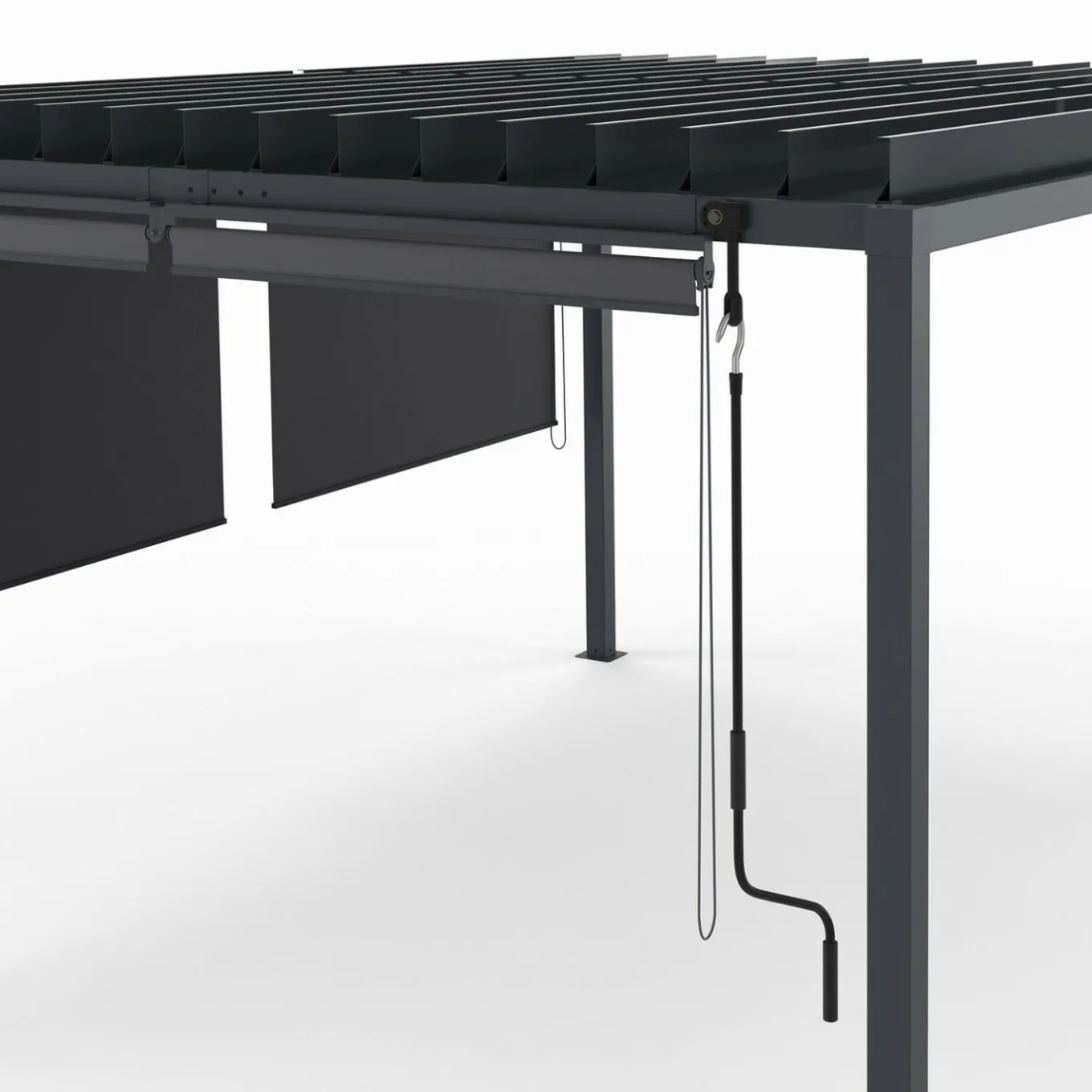 IDMarket Pergola bioclimatique 3x4M lames orientables et stores gris anthracite* Pergolas