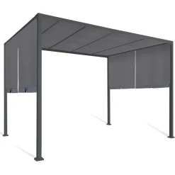 IDMarket Pergola coulissante gris anthracite 2 pans 3x3 M* Tonnelles De Jardin|Pergolas