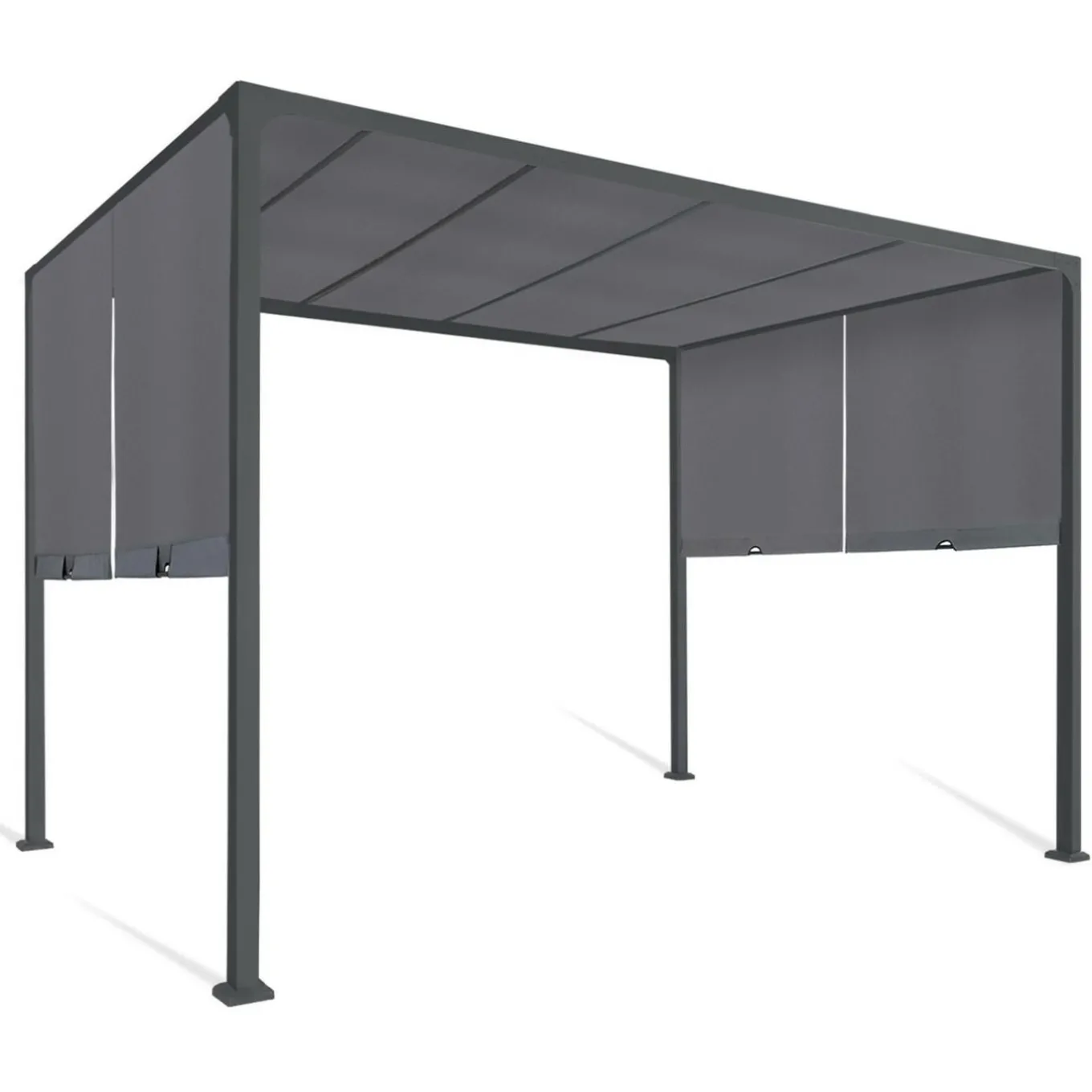 IDMarket Pergola coulissante gris anthracite 2 pans 3x3 M* Tonnelles De Jardin|Pergolas