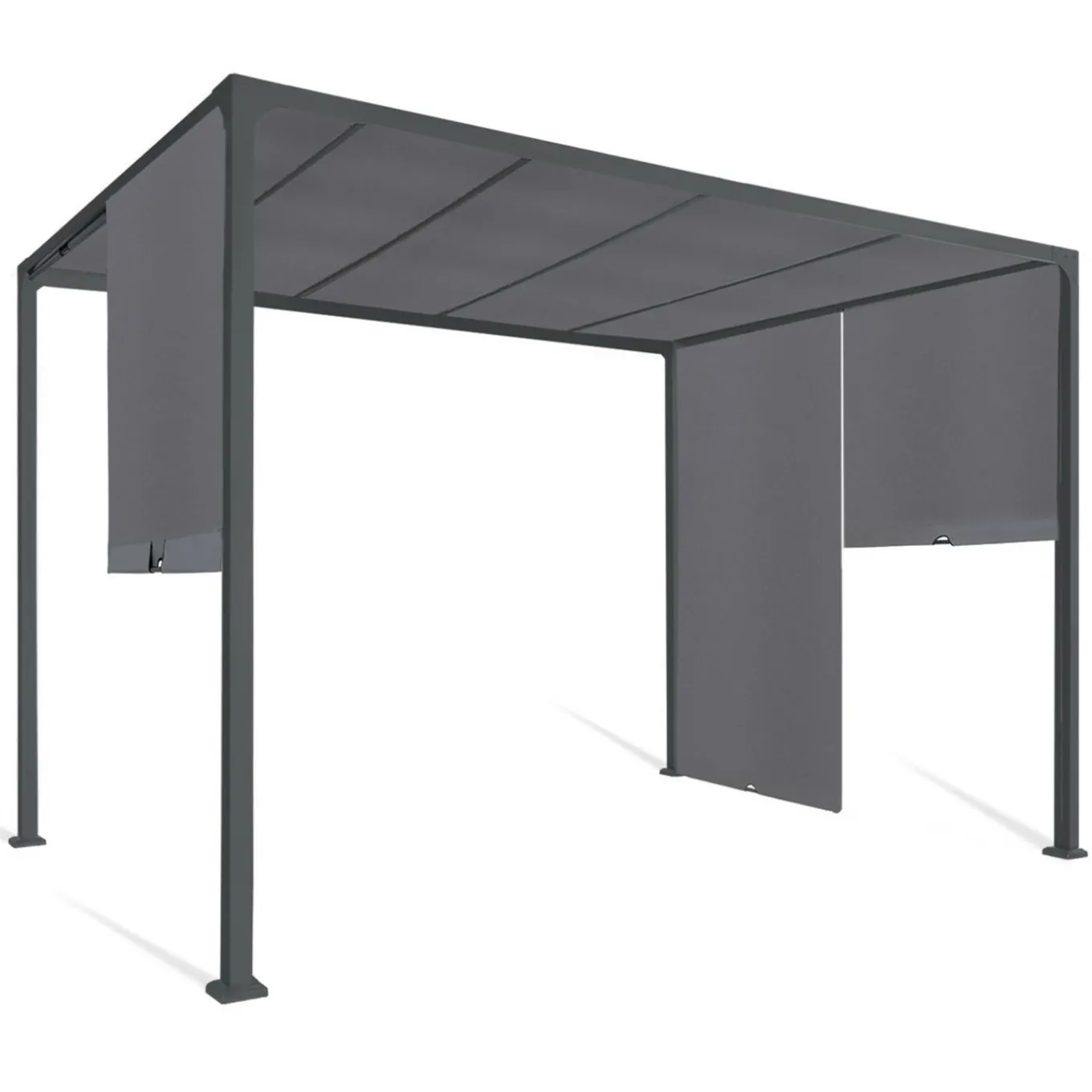 IDMarket Pergola coulissante gris anthracite 2 pans 3x3 M* Tonnelles De Jardin|Pergolas