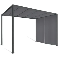 IDMarket Pergola coulissante gris anthracite 2 pans 3x3 M* Tonnelles De Jardin|Pergolas