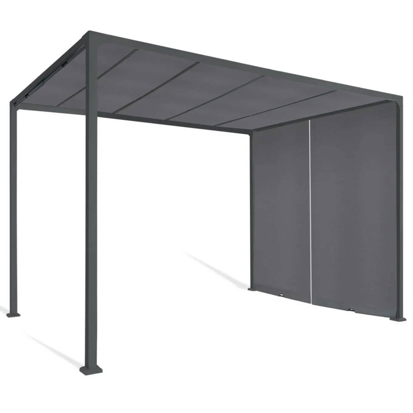 IDMarket Pergola coulissante gris anthracite 2 pans 3x3 M* Tonnelles De Jardin|Pergolas
