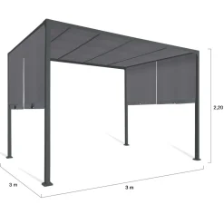 IDMarket Pergola coulissante gris anthracite 2 pans 3x3 M* Tonnelles De Jardin|Pergolas