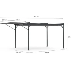 IDMarket Pergola gris anthracite 3x4M avec auvent et toit réglable* Tonnelles De Jardin|Pergolas