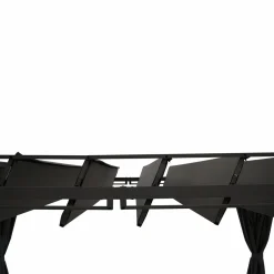 IDMarket Pergola lames orientables avec 4 rideaux gris 3x4 M* Tonnelles De Jardin|Pergolas