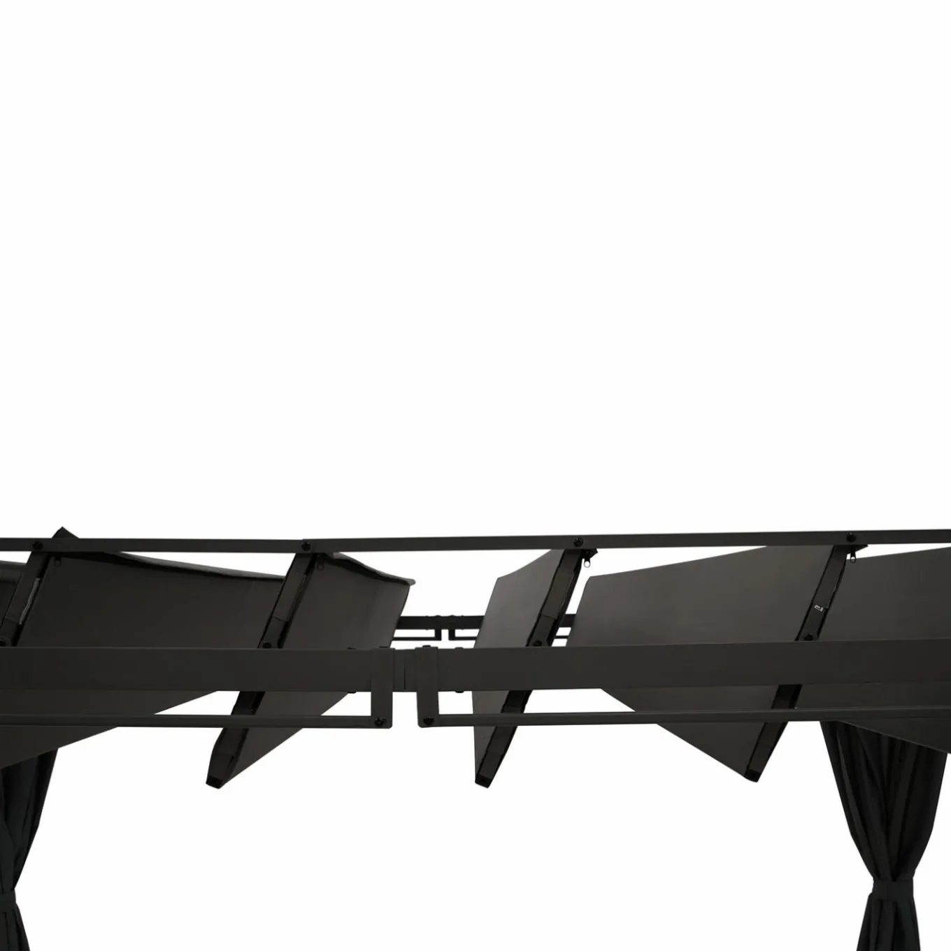 IDMarket Pergola lames orientables avec 4 rideaux gris 3x4 M* Tonnelles De Jardin|Pergolas