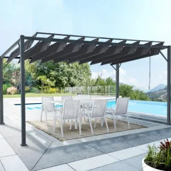 IDMarket Pergola lames orientables gris anthracite* Tonnelles De Jardin|Pergolas