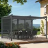 IDMarket Pergola persienne 3x4M gris anthracite avec toit rétractable et 4 pans modulables* Tonnelles De Jardin|Pergolas