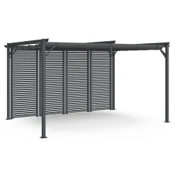 IDMarket Pergola persienne 3x4M gris anthracite avec toit rétractable et 4 pans modulables* Tonnelles De Jardin|Pergolas