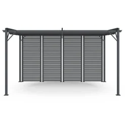 IDMarket Pergola persienne 3x4M gris anthracite avec toit rétractable et 4 pans modulables* Tonnelles De Jardin|Pergolas