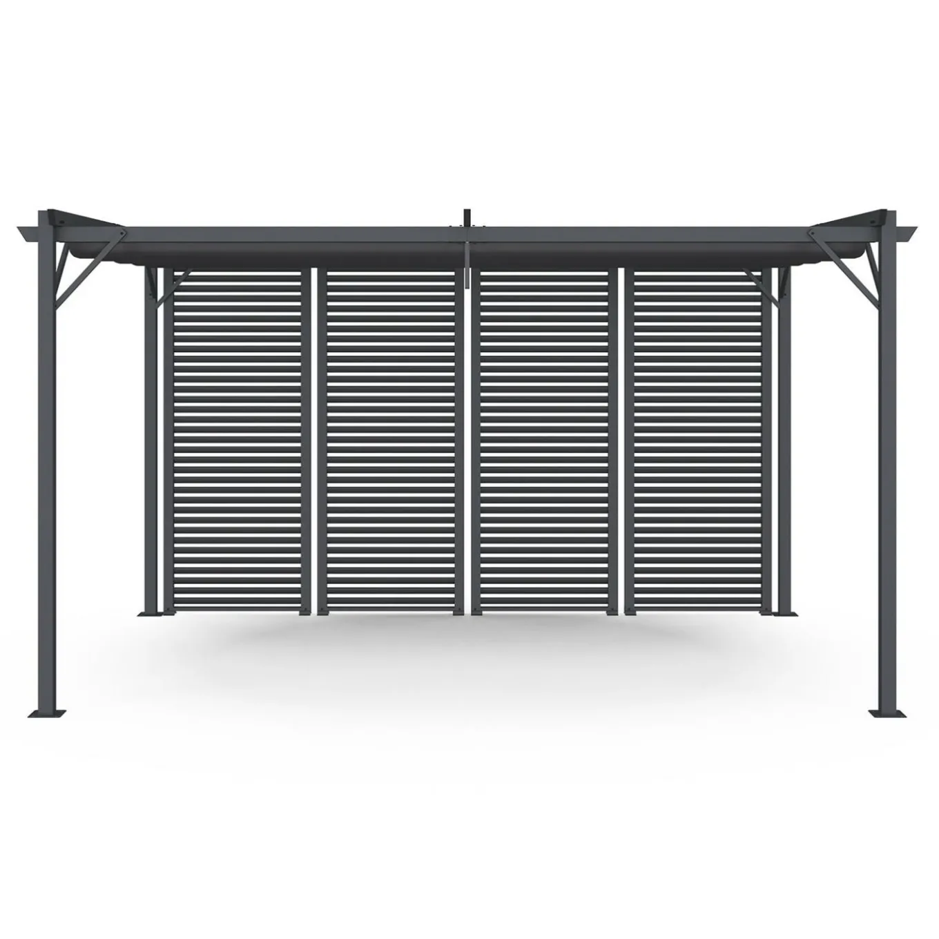 IDMarket Pergola persienne 3x4M gris anthracite avec toit rétractable et 4 pans modulables* Tonnelles De Jardin|Pergolas