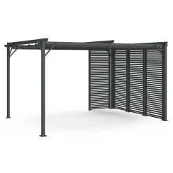 IDMarket Pergola persienne 3x4M gris anthracite avec toit rétractable et 4 pans modulables* Tonnelles De Jardin|Pergolas