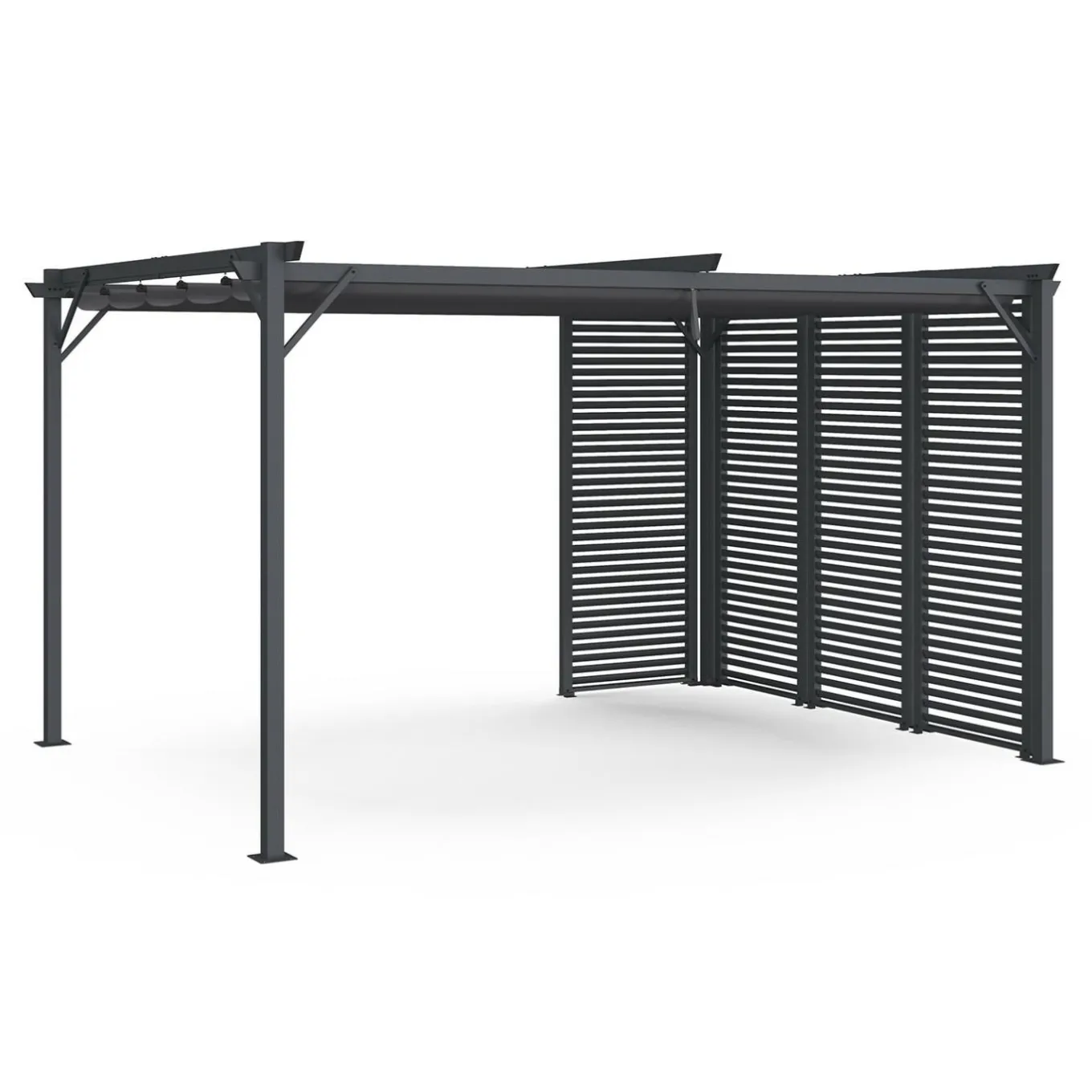 IDMarket Pergola persienne 3x4M gris anthracite avec toit rétractable et 4 pans modulables* Tonnelles De Jardin|Pergolas